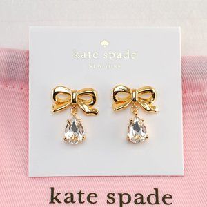 Kate Spade Bowtie Crystal Cubic Zirconia Drop Earrings (with Dust Bag) NEW